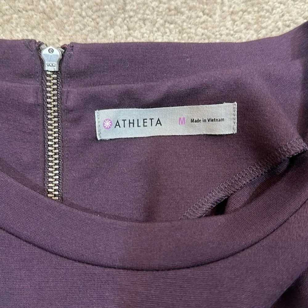 Athleta Purple Midi Longsleeve Crew Neck Ponte Zip Stretch Dress Women Medium